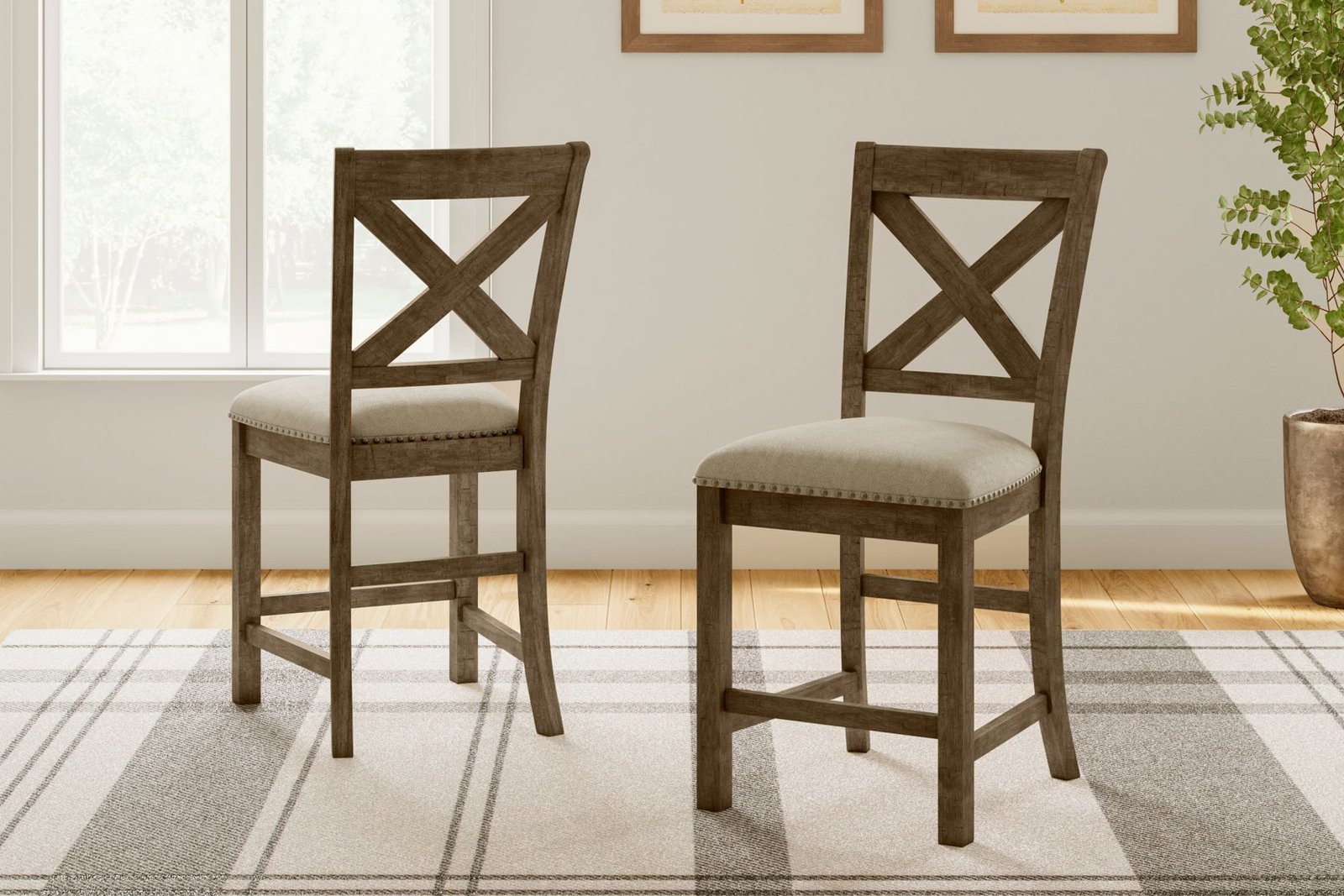 Moriville - Upholstered Barstool (Set of 2) - Beige - Image 4