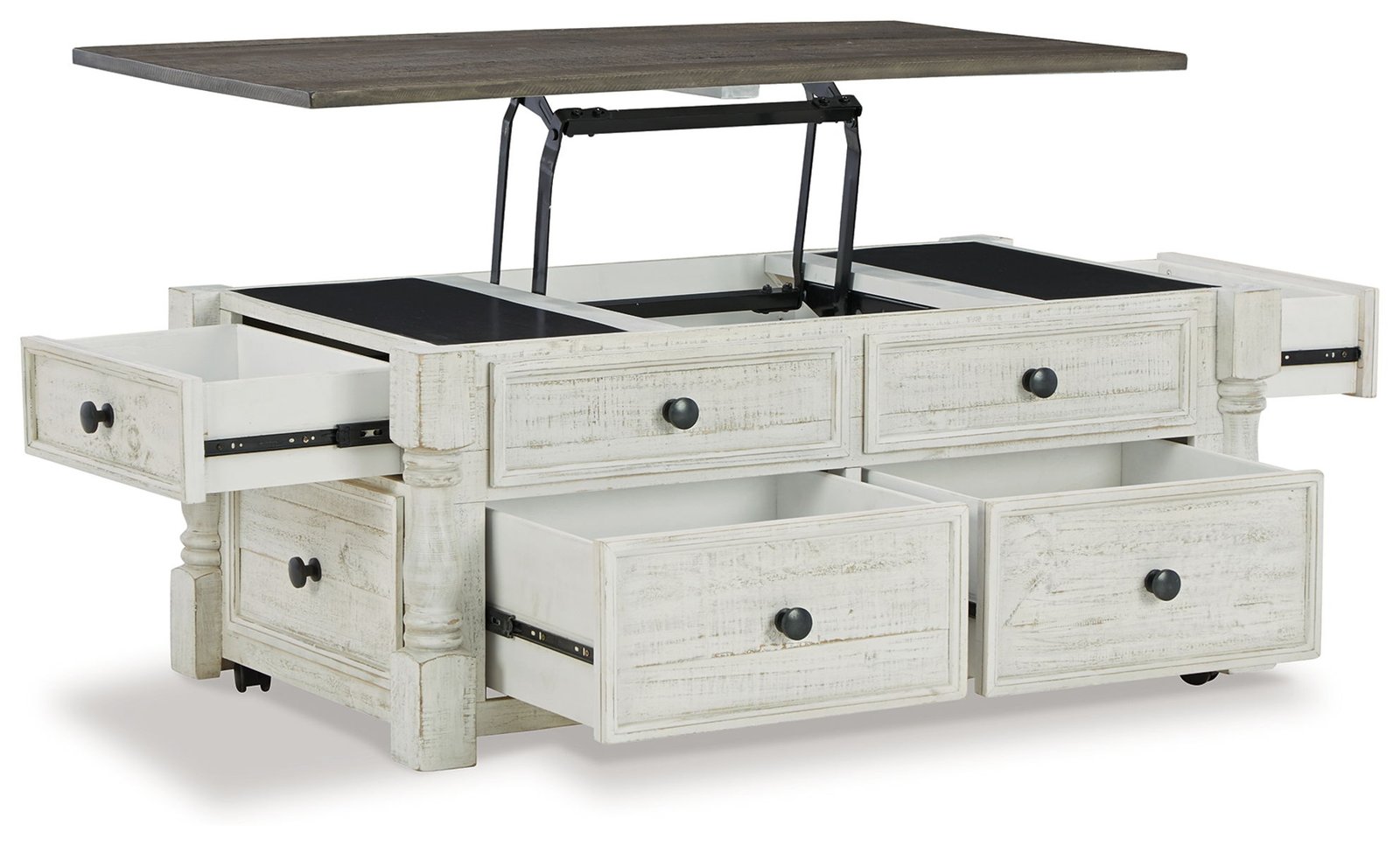 Havalance - Lift Top Cocktail Table with Storage Drawers - White / Gray - Image 3