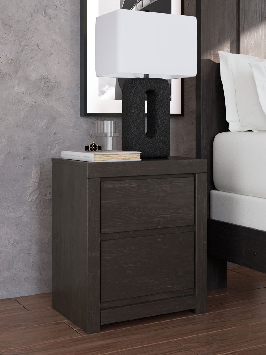 Fraluna - Two Drawer Night Stand - Charcoal - Image 4