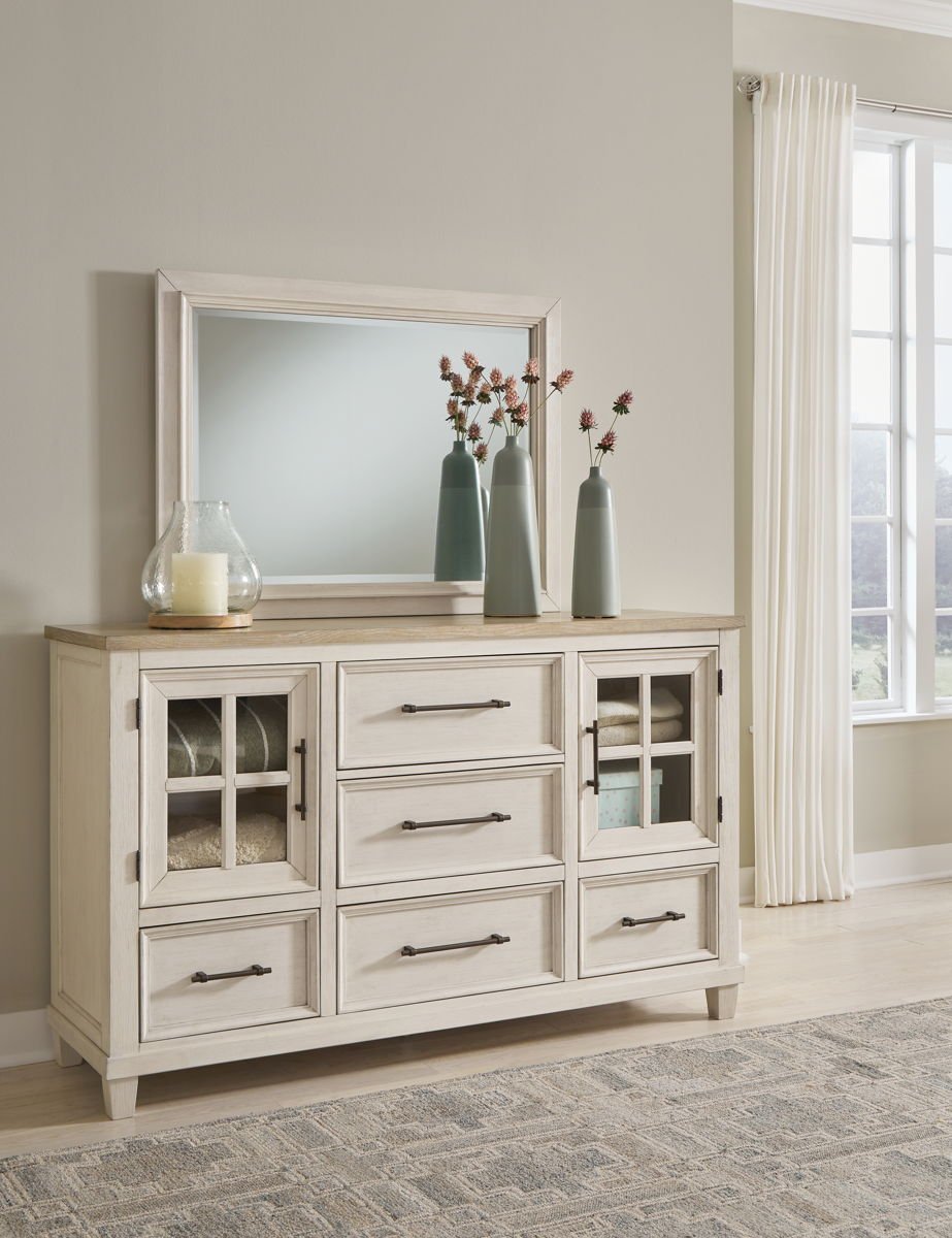 Shaybrock - Dresser And Mirror - Antique White / Brown - Image 4
