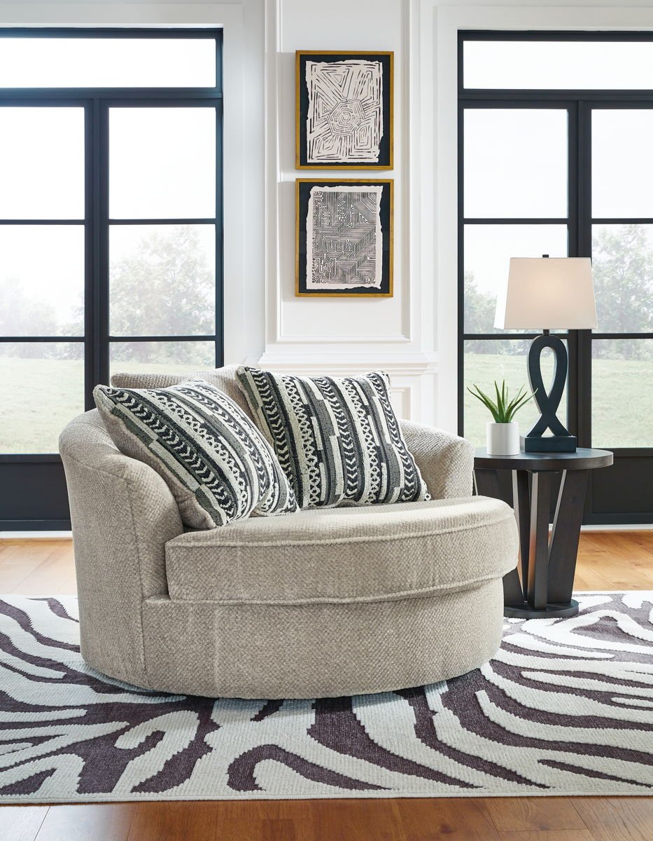 Calnita - Oversized Swivel Accent Chair - Sisal - Image 2
