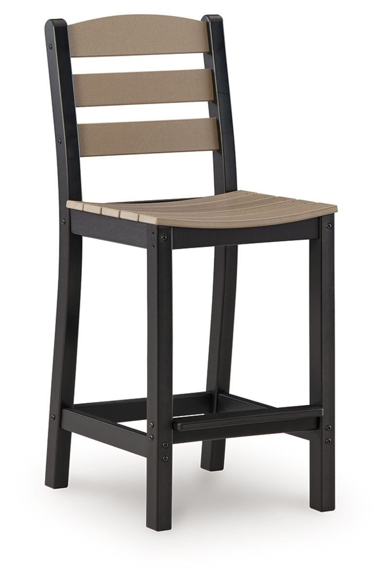 Shoreline Beach - Outdoor Counter Table And 2 Barstools (Set of 3) - Black / Beige - Image 3