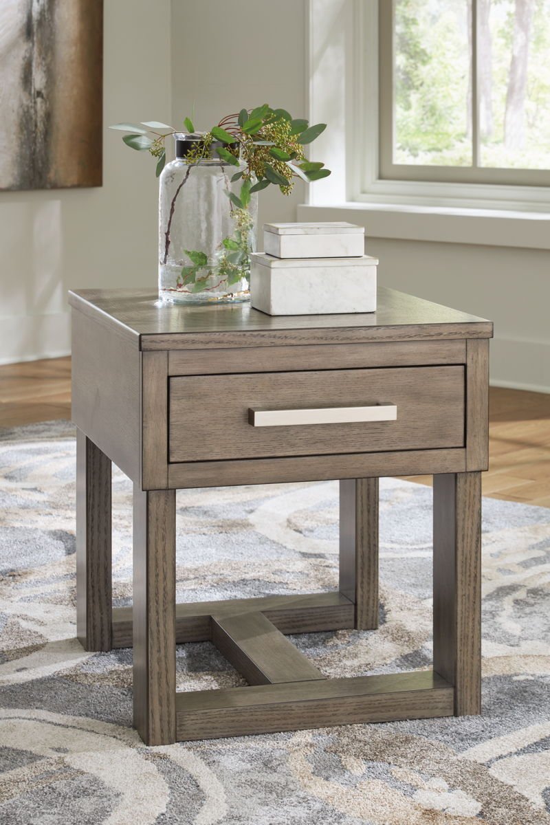 Loyaska - Rectangular End Table - Grayish Brown - Image 3
