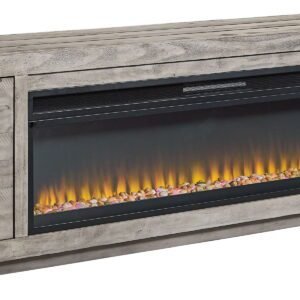 Naydell - 92" TV Stand With Wide Fireplace Insert - Gray