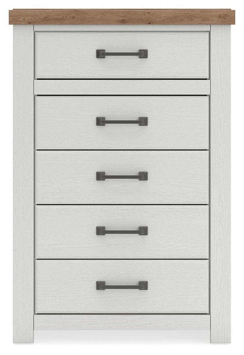 Savonport - Five Drawer Chest - White / Brown - Image 2
