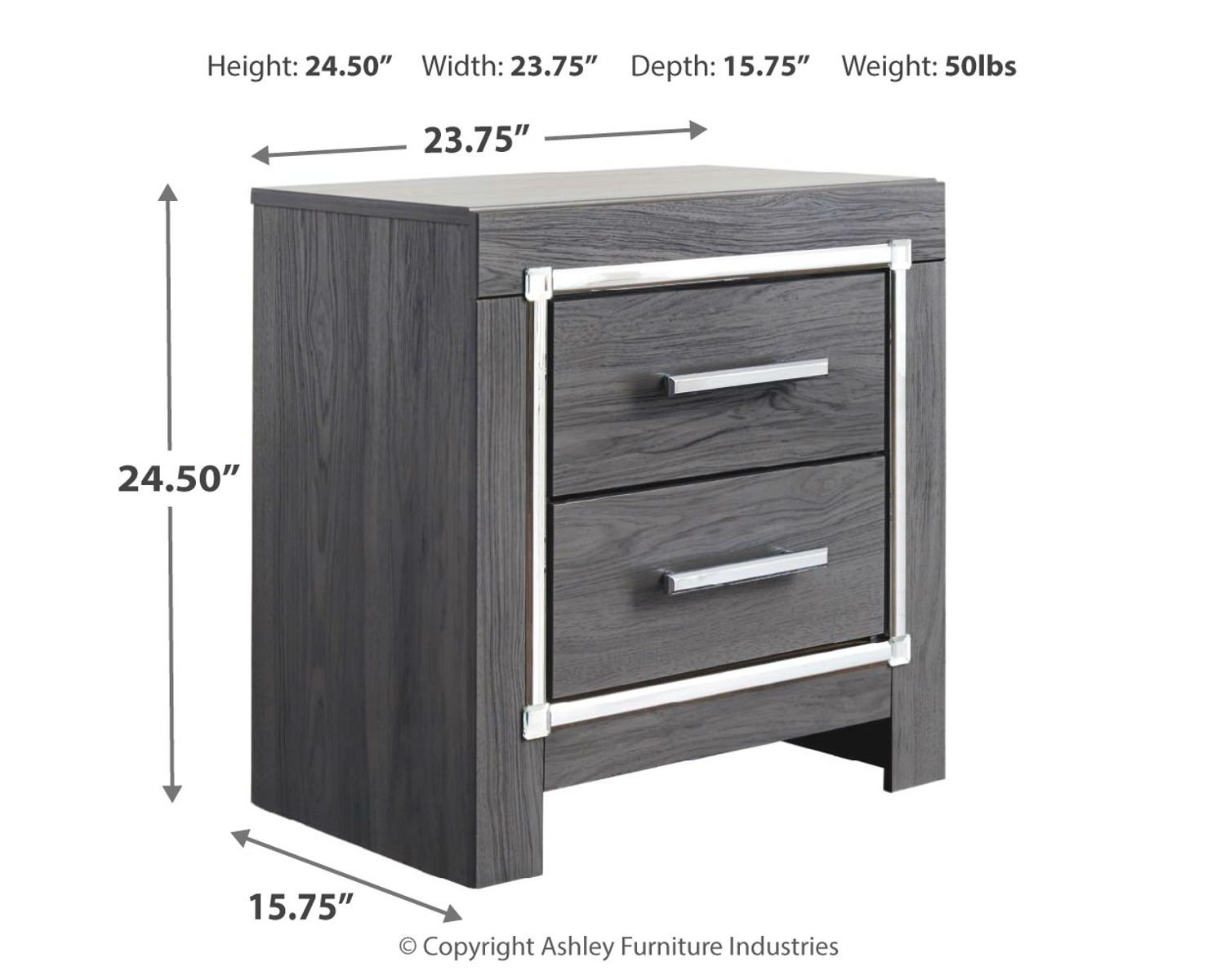 Lodanna - Two Drawer Night Stand - Gray - Image 3
