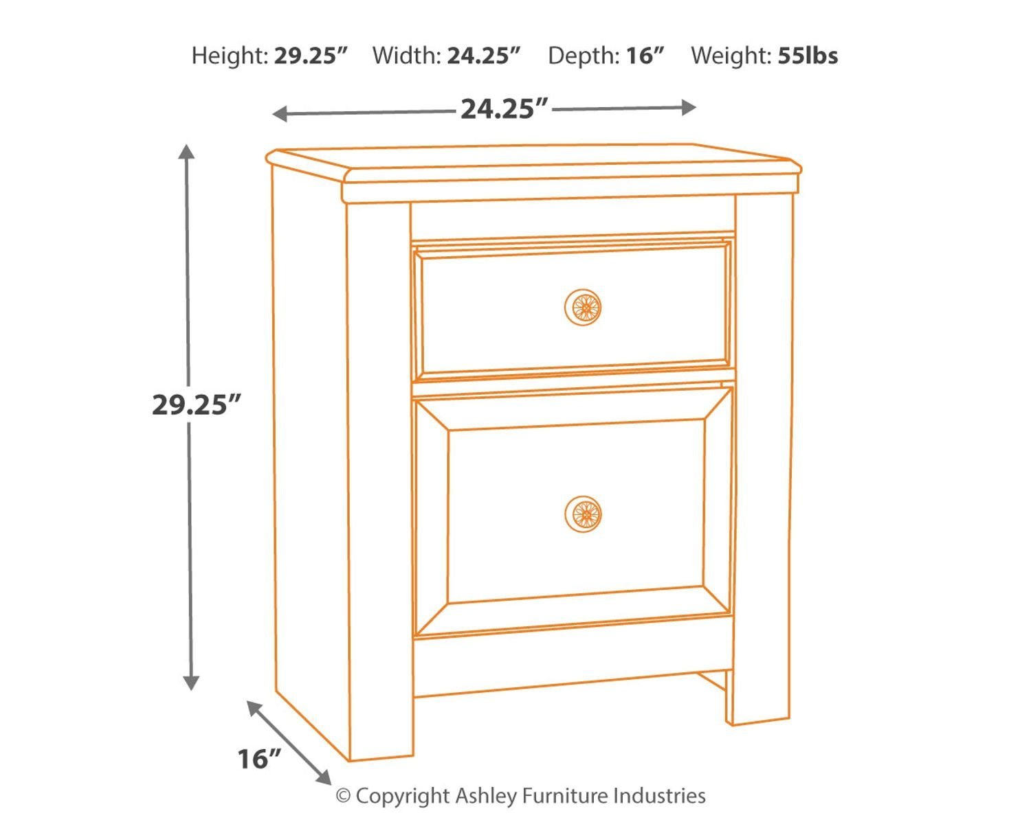 Paxberry - Two Drawer Night Stand - Whitewash - Image 4