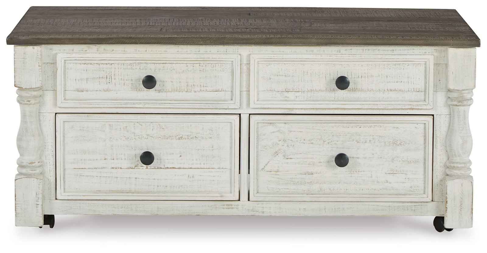 Havalance - Lift Top Cocktail Table with Storage Drawers - White / Gray - Image 4