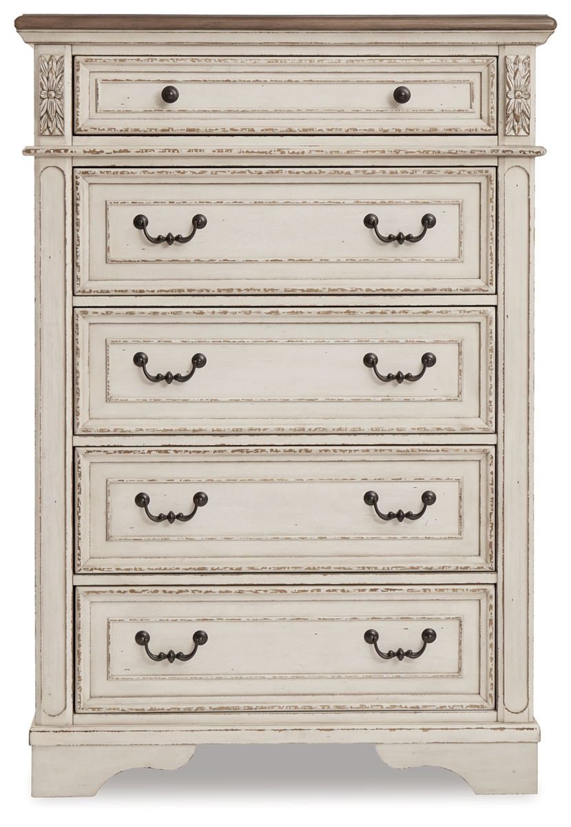 Realyn - Five Drawer Chest - White / Brown / Beige - Image 2