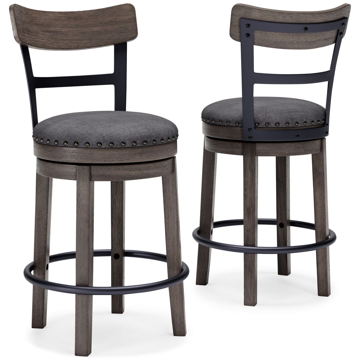 Caitbrook - UPH Swivel Barstool - Gray - Image 4