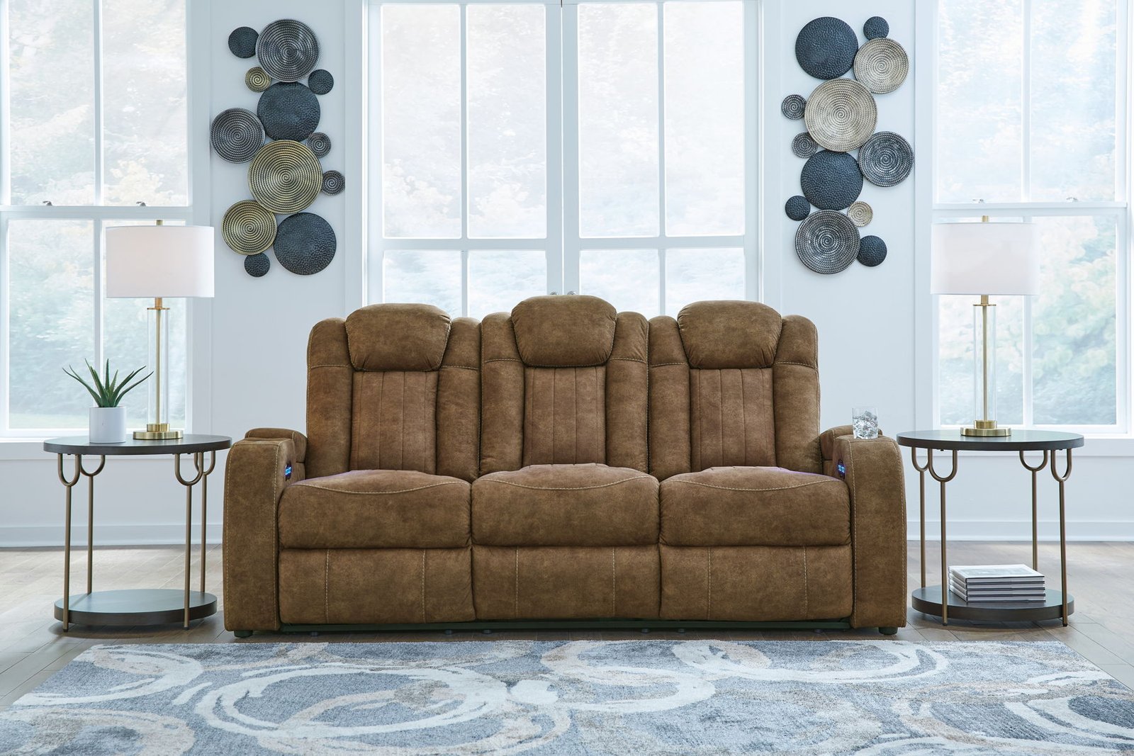 Wolfridge - 2 Pc. - Power Reclining Sofa, Power Reclining Loveseat With Console - Brindle - Image 4