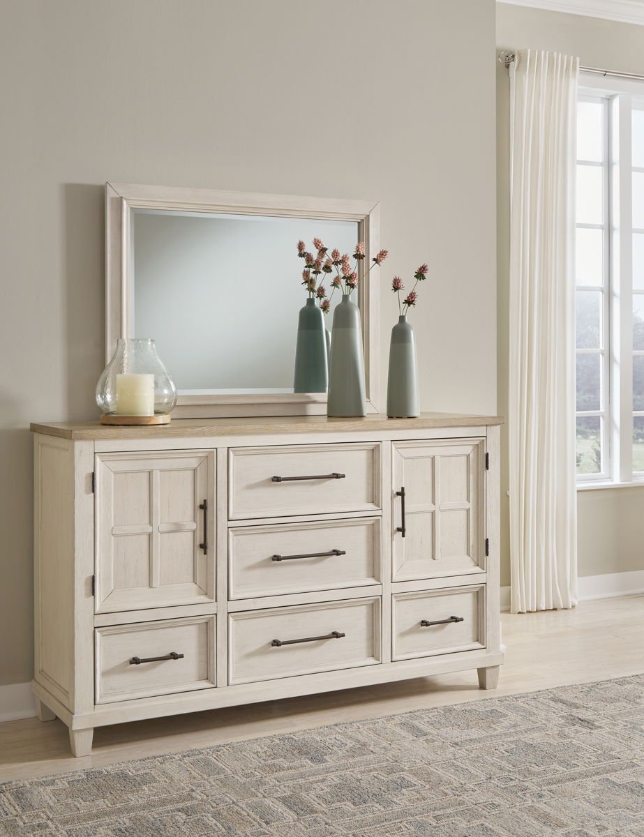 Shaybrock - Dresser And Mirror - Antique White / Brown - Image 2
