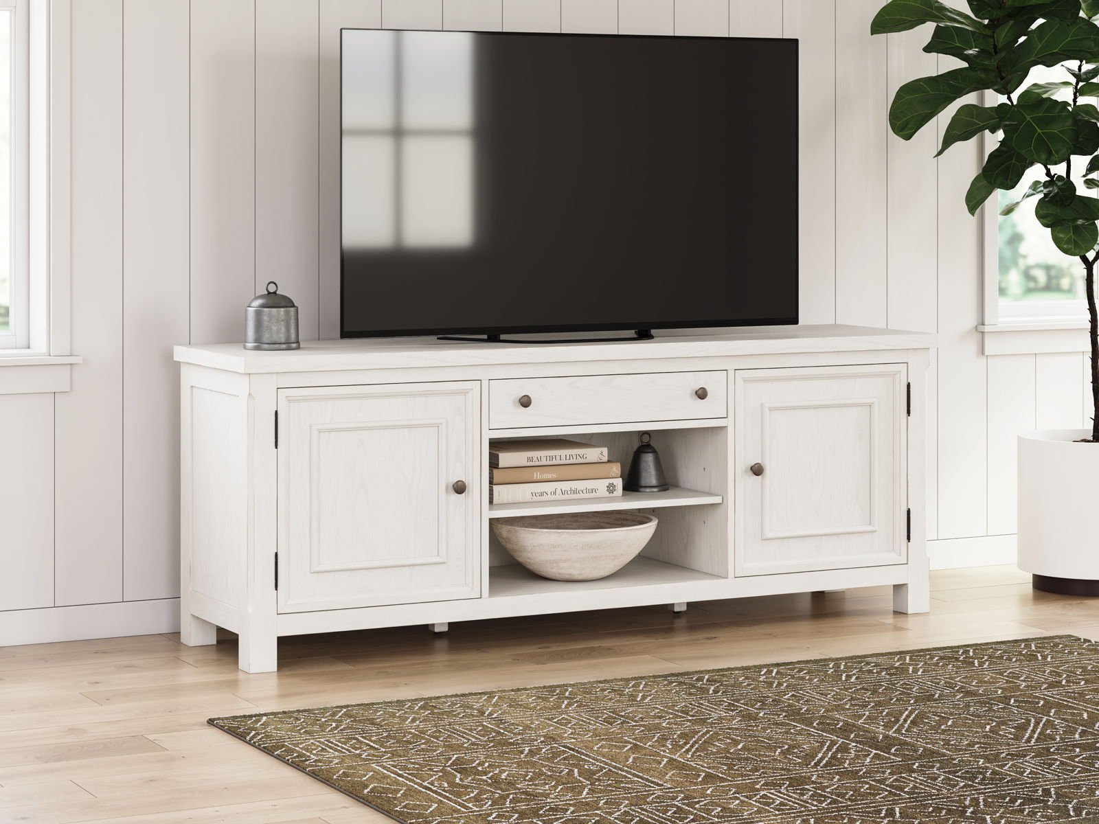 Robbinsdale - Extra Large TV Stand - Antique White - Image 3
