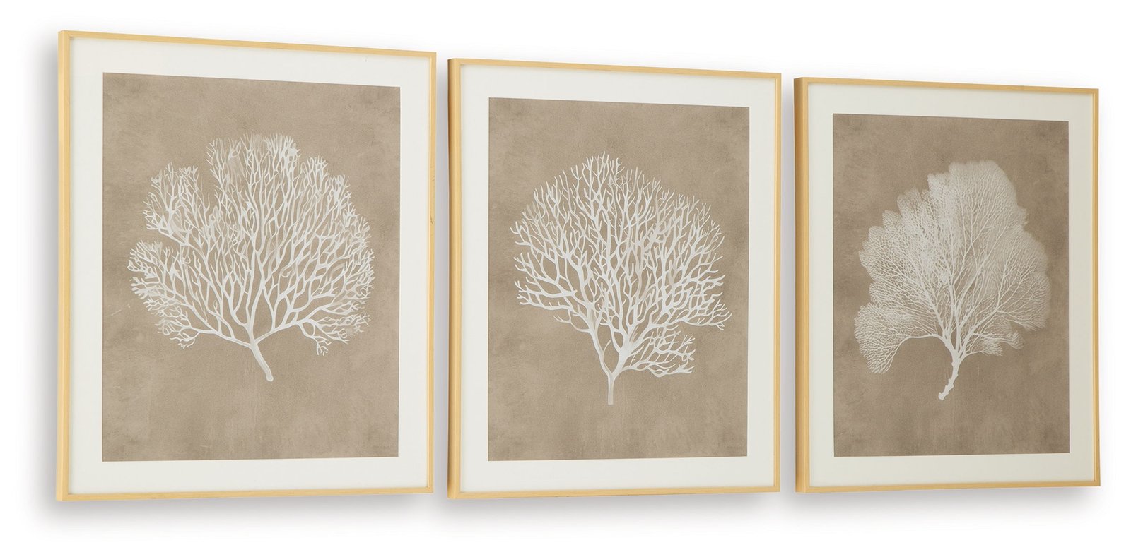 Hendridge - Wall Art Set (Set of 3) - Taupe / White - Image 3