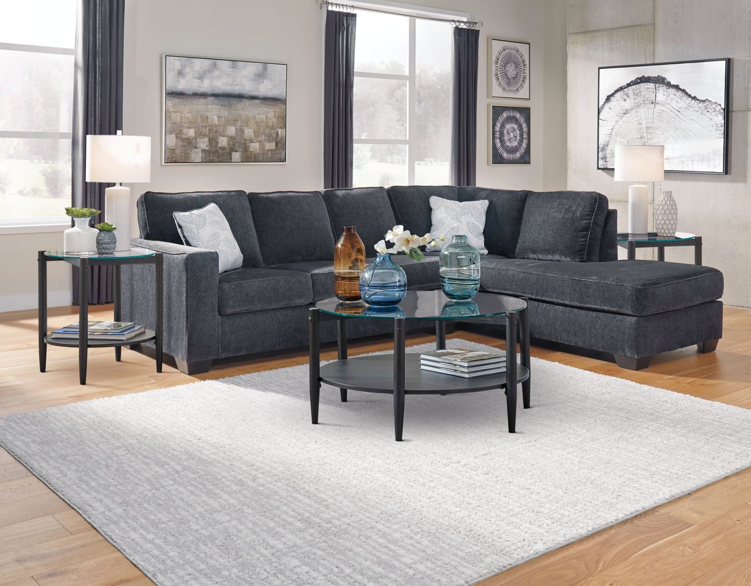 Altari - Right Arm Facing Corner Chaise With Sleeper 2 Pc Sectional - Slate - Image 3