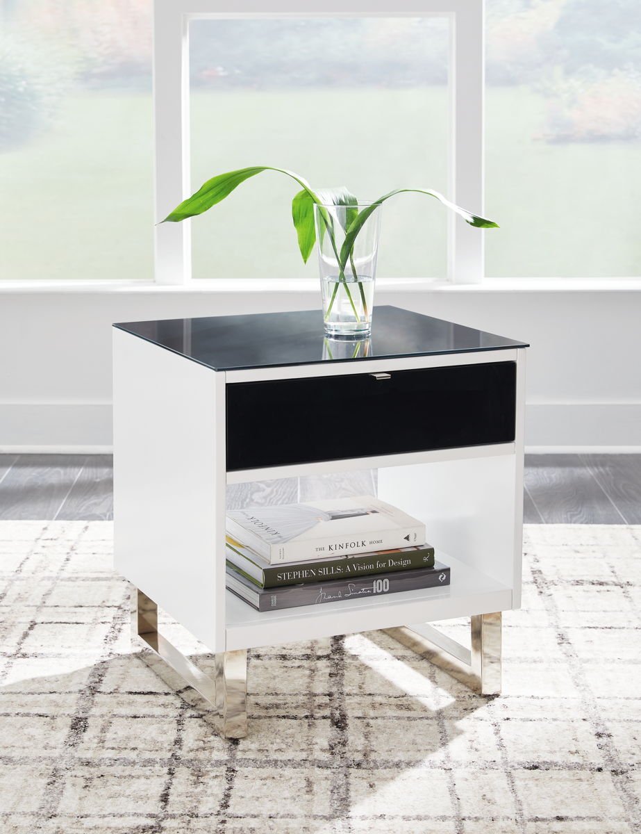Gardoni - Rectangular End Table - White / Black - Image 3