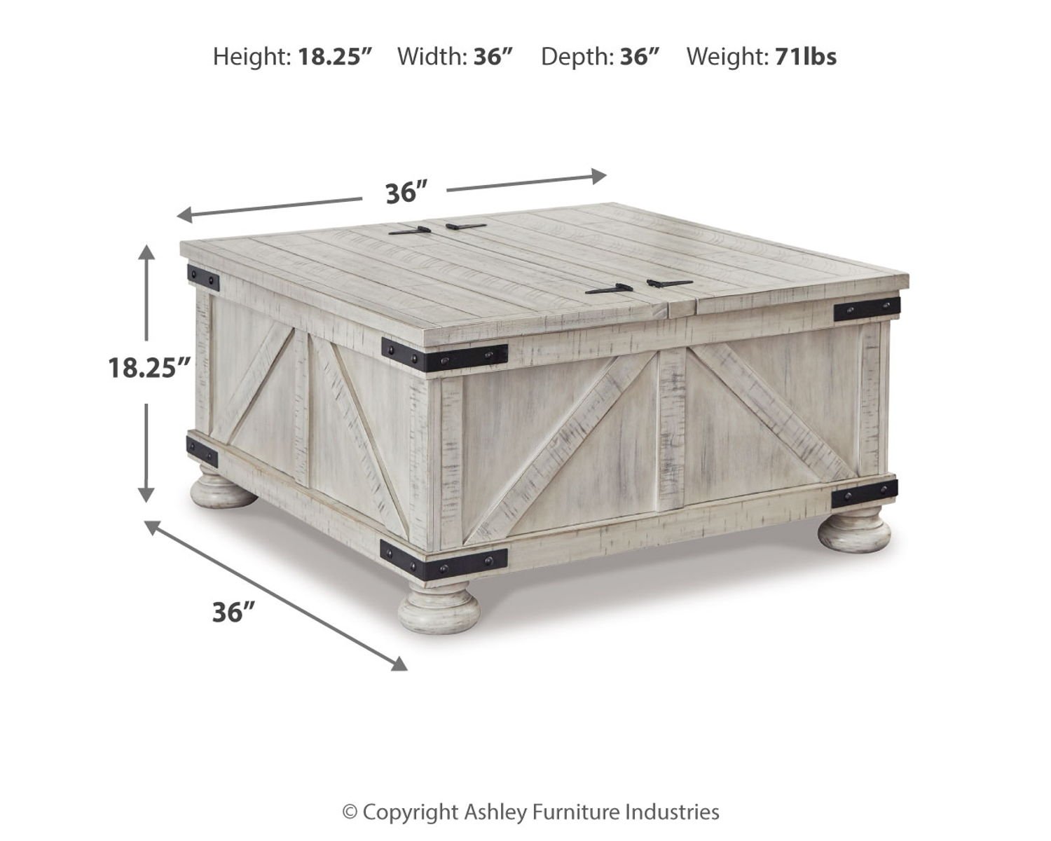 Carynhurst - Cocktail Table with Storage - Whitewash - Image 2