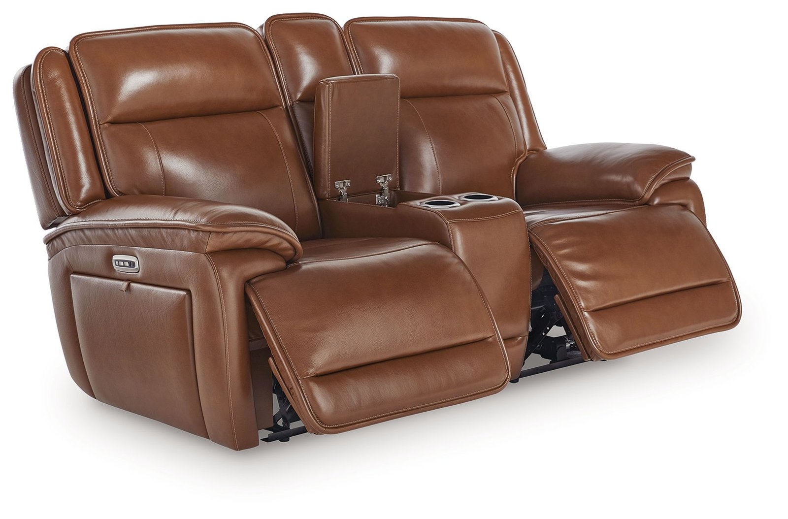 Healy Pier - Power Reclining Loveseat With Console / Adj Headrest - Chocolate - Image 4