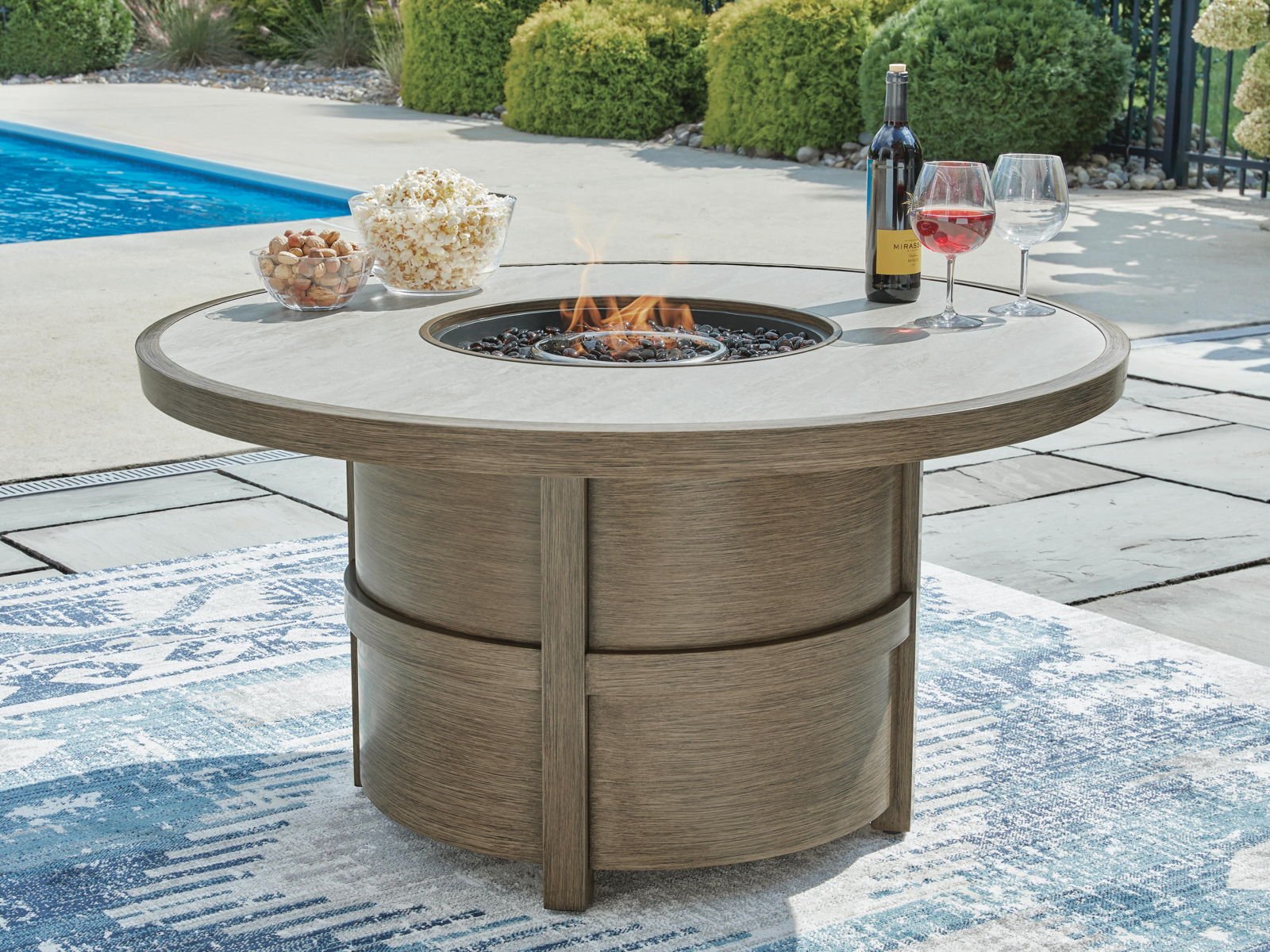 Rainier Ranch - Round Fire Pit Table - Beige - Image 2