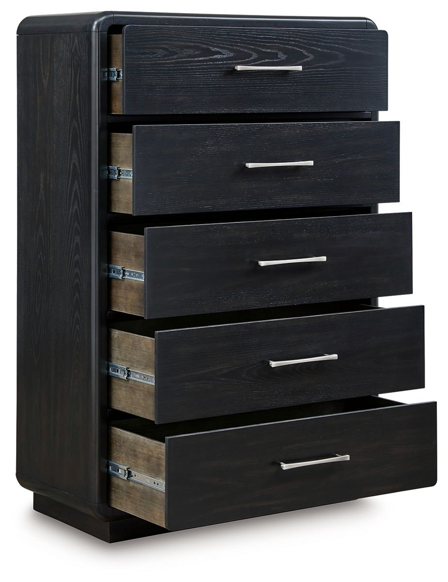 Rowanbeck - Five Drawer Chest - Black - Image 3