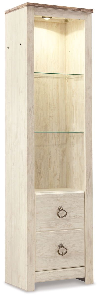 Willowton - Entertainment Center - TV Stand With Faux Firebrick Fireplace Insert - Whitewash - Image 4