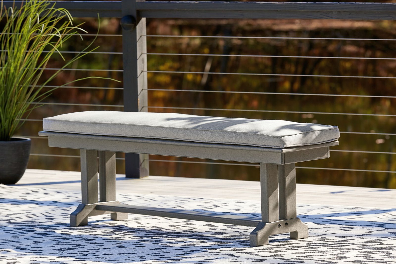 Visola - Bench with Cushion - Gray - Image 2