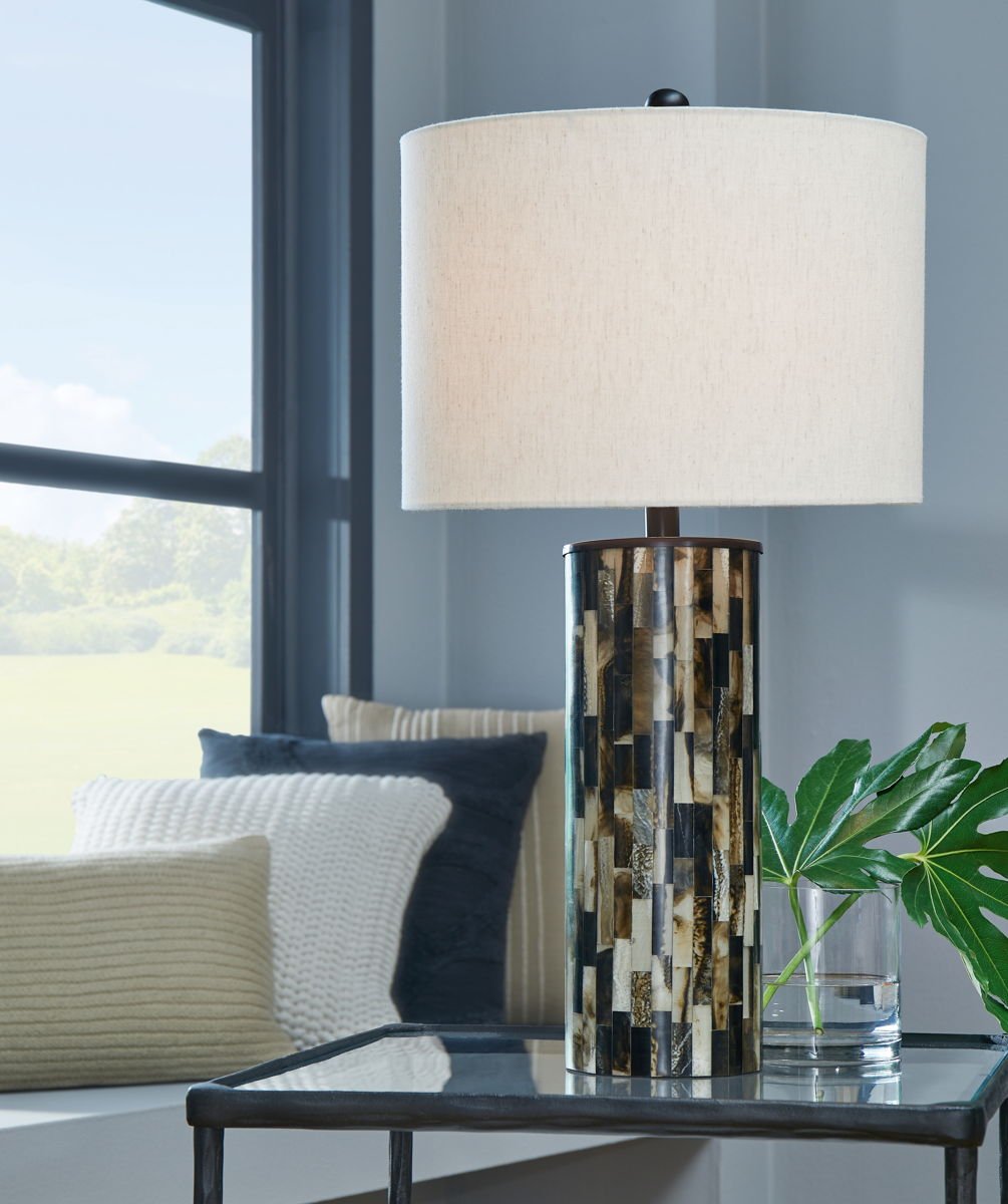 Ellford - Poly Table Lamp - Black / Brown / Cream - Image 3