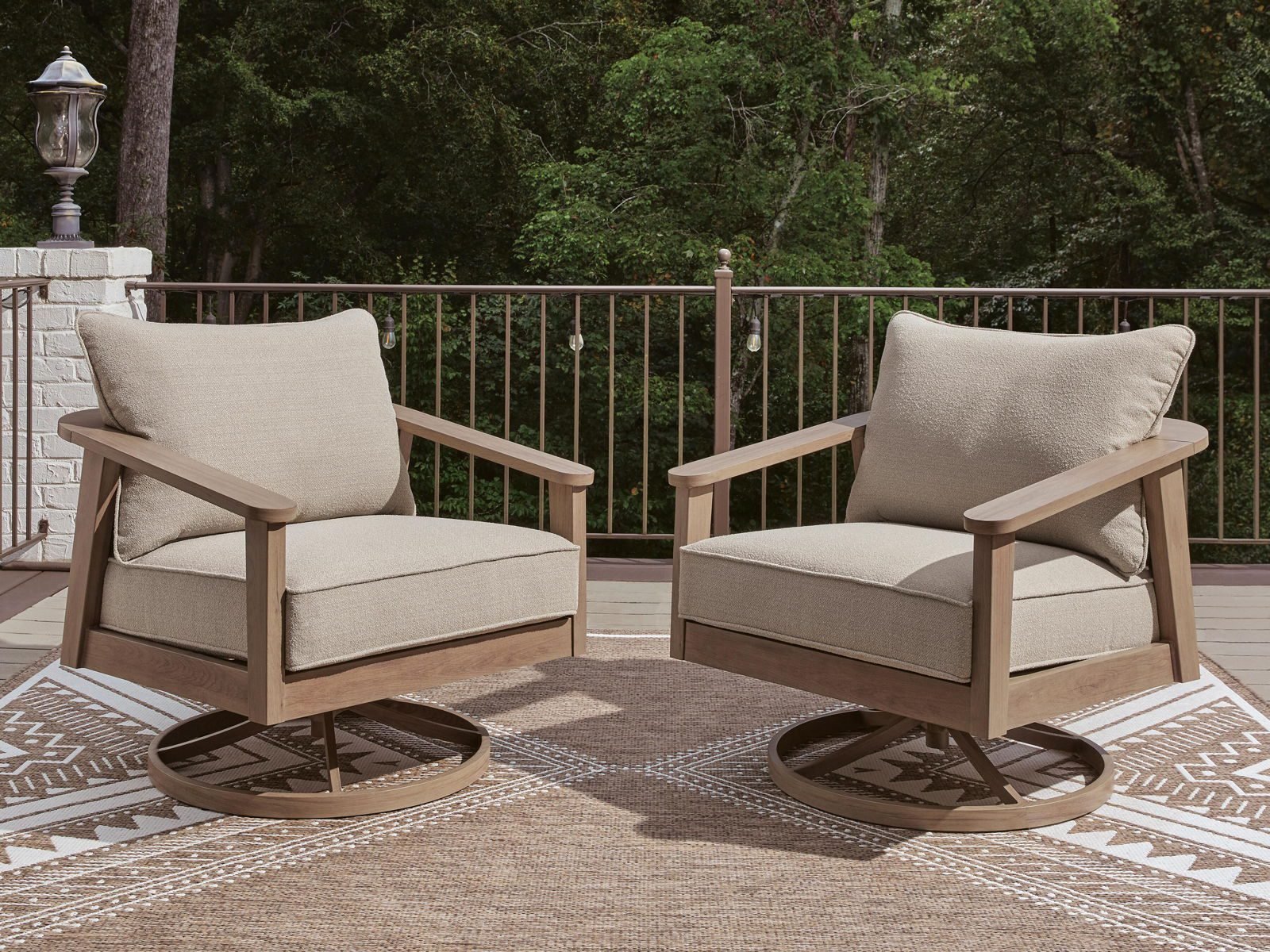 Harmony Headlands - Swivel Lounge With Cushion - Natural / Gray - Image 3
