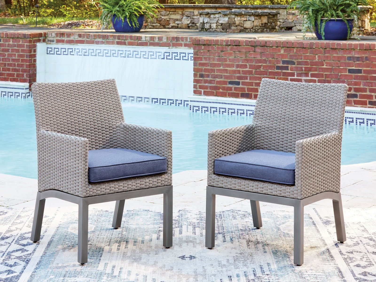 Half Moon Beach - Arm Chair With Cushion (Set of 2) - Blue / Gray - Image 3
