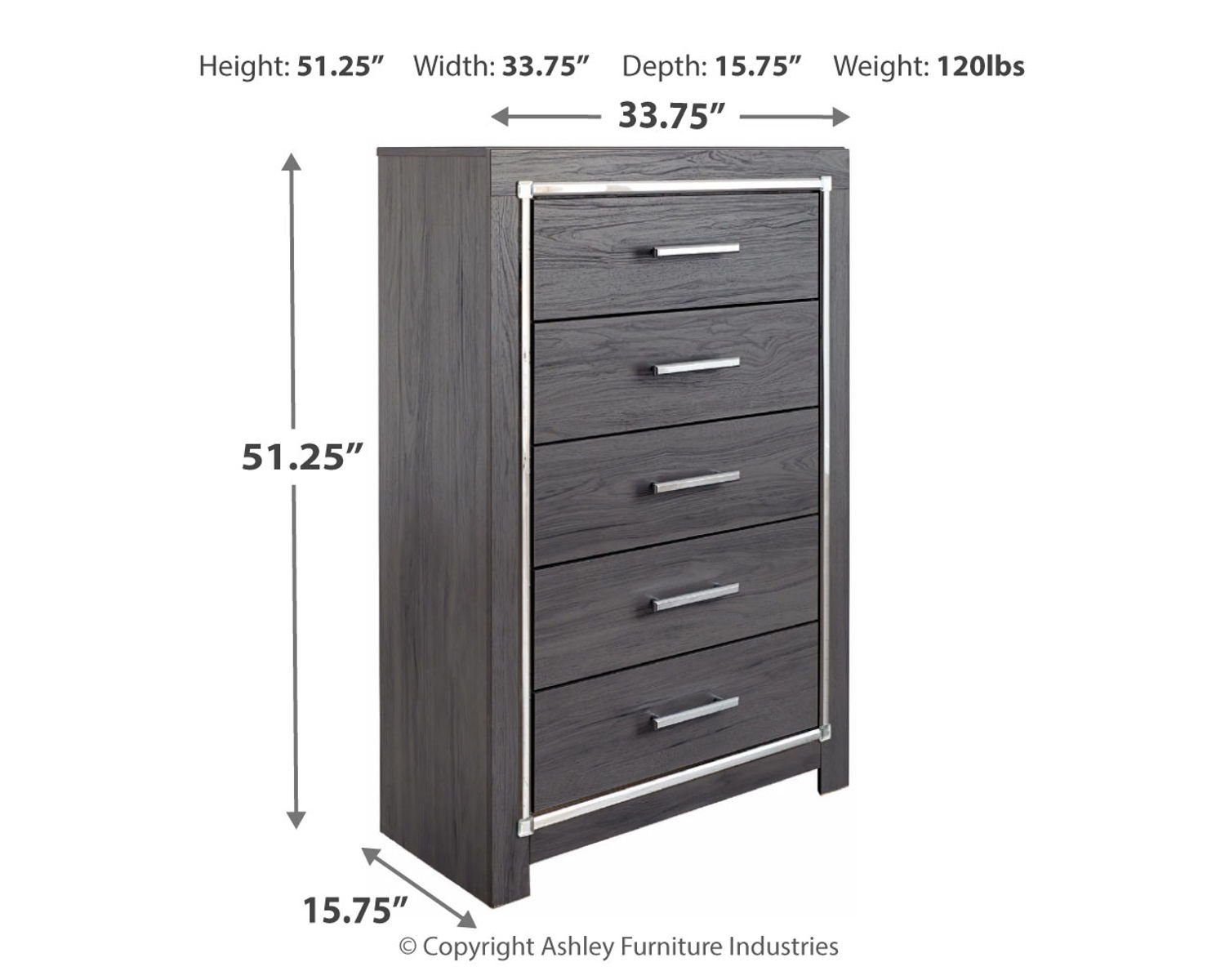 Lodanna - Five Drawer Chest - Gray - Image 4