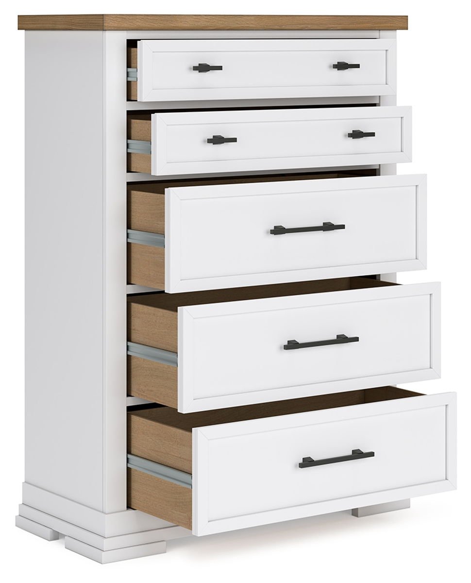 Ashbryn - Five Drawer Chest - White / Natural - Image 2
