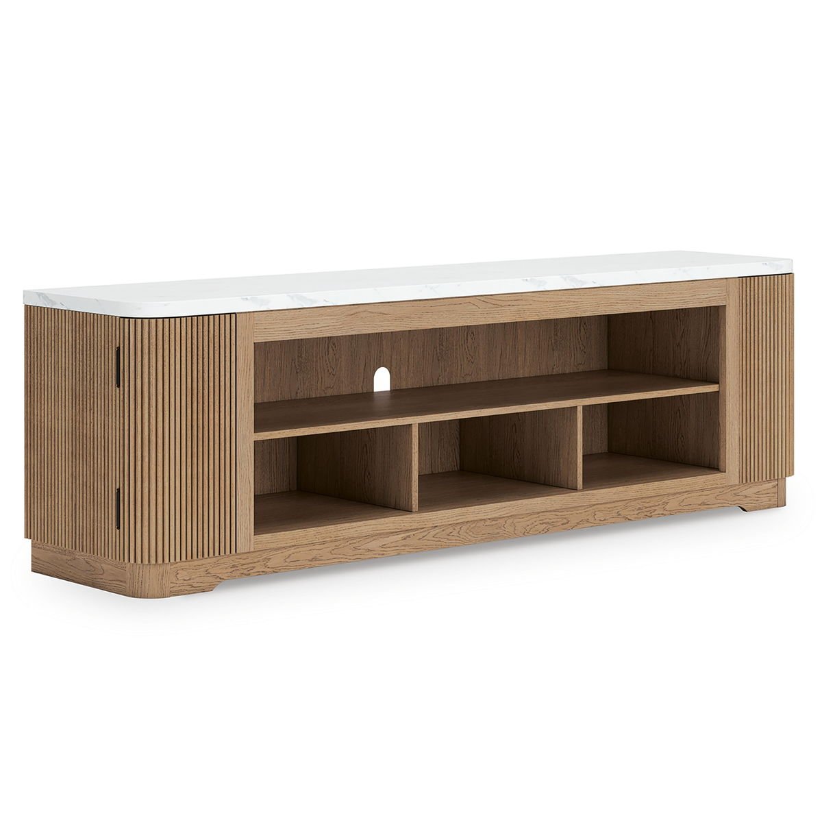 Camdill - XL TV Stand With Fireplace Option - Light Brown - Image 3