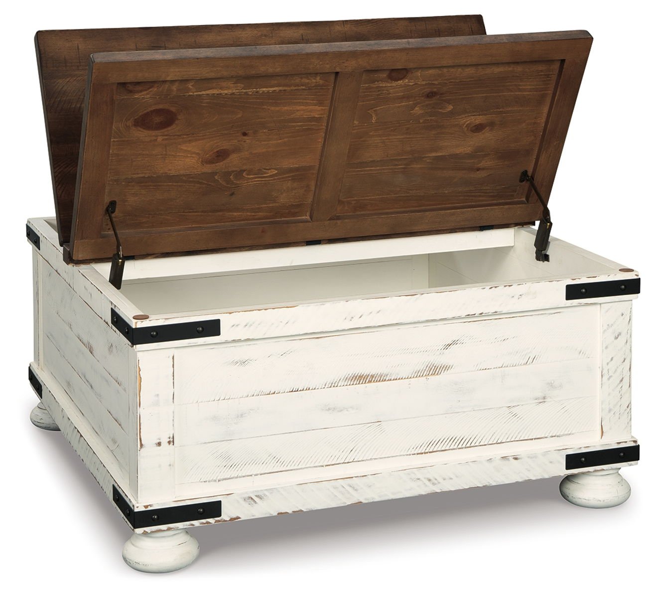Wystfield - Cocktail Table with Storage - White / Brown - Image 4
