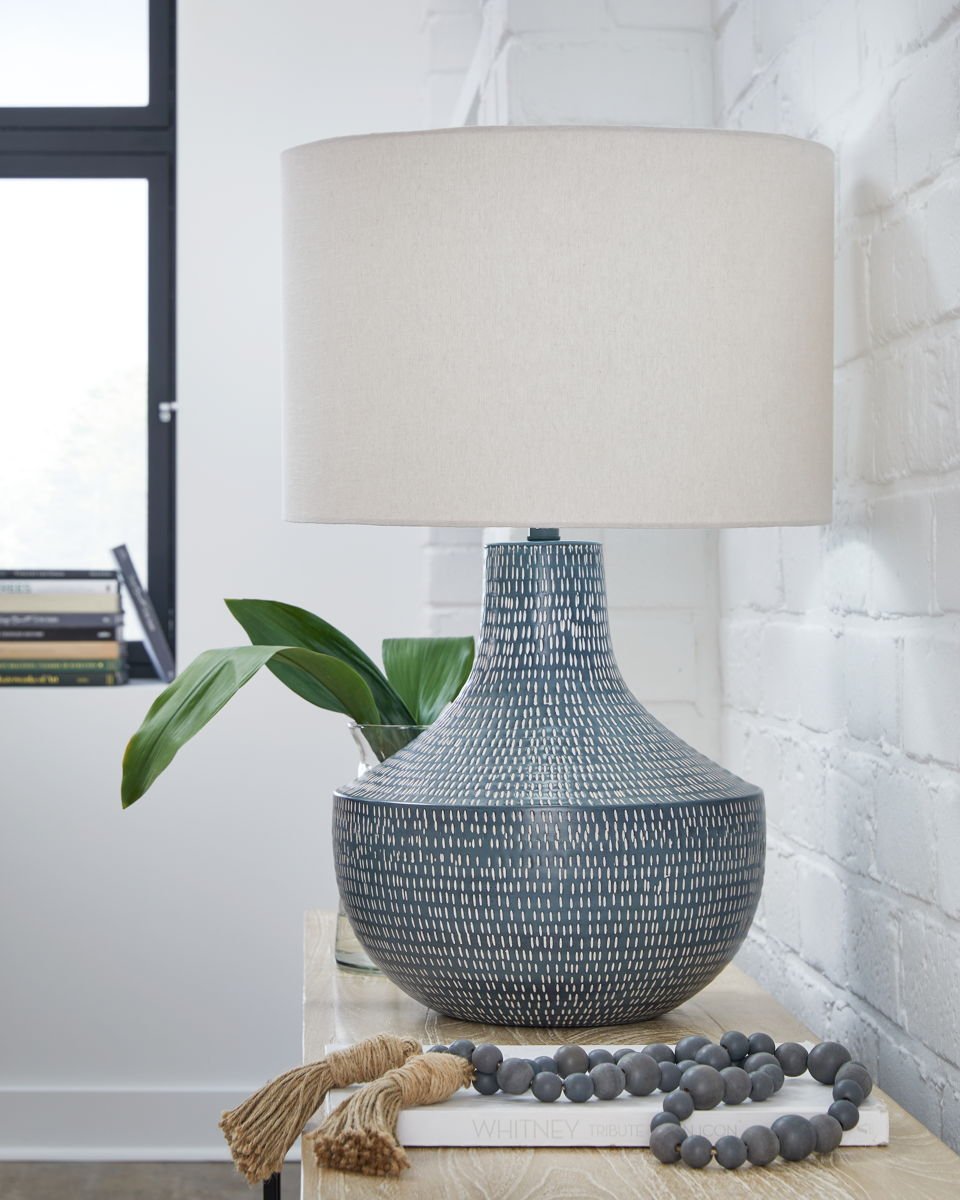 Schylarmont - Metal Table Lamp - Antique Gray / White - Image 3