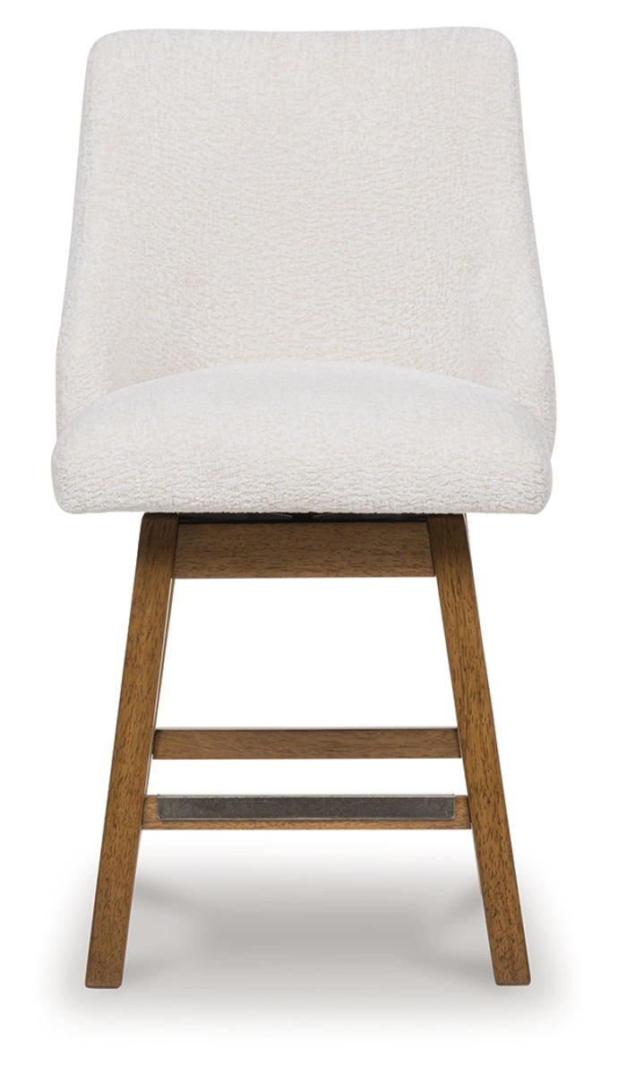 Cabalynn - Upholstered Swivel Barstool (Set of 2) - Oatmeal / Light Brown - Image 4