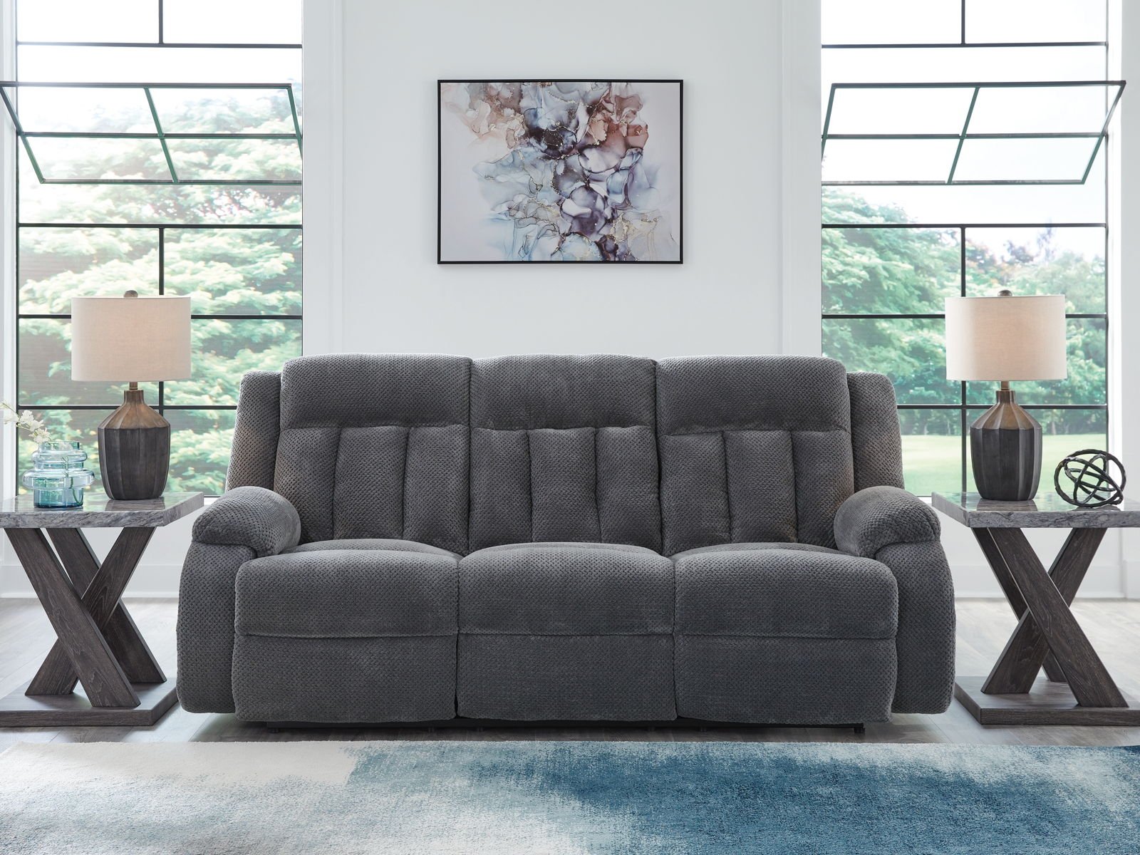 Observation - Reclining Power Sofa With Drop Down Table - Steel - Image 3