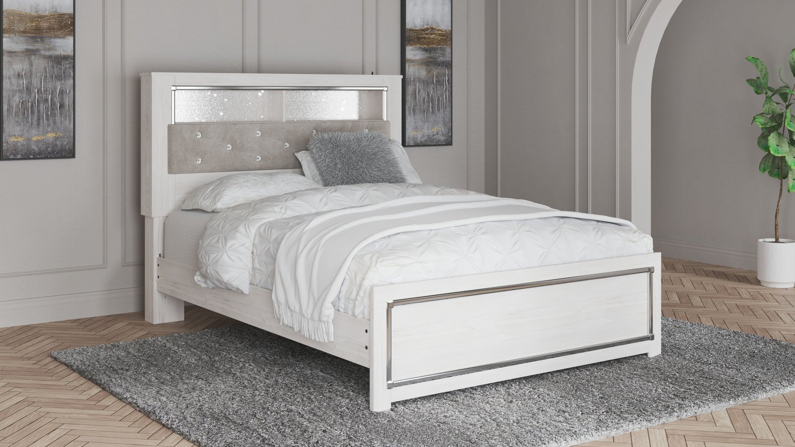 Altyra - Queen Panel Bookcase Bed With Roll Slats - White - Image 3