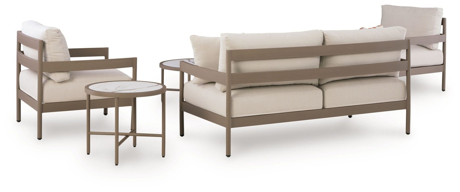 Bluff Trail - Loveseat, Lounge Chairs, Tables Set (Set of 5) - Beige - Image 2