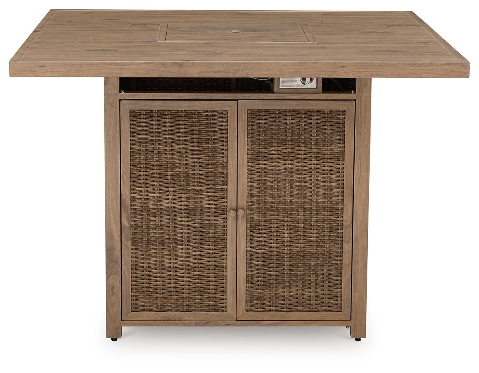 Walton Bridge - Square Bar Table W/Fire Pit - Driftwood - Image 2