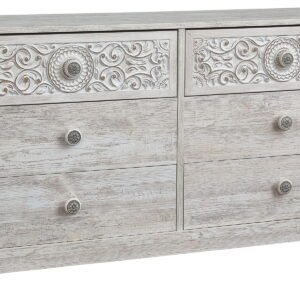 Paxberry - Six Drawer Dresser - Vinyl-Wrapped - Whitewash