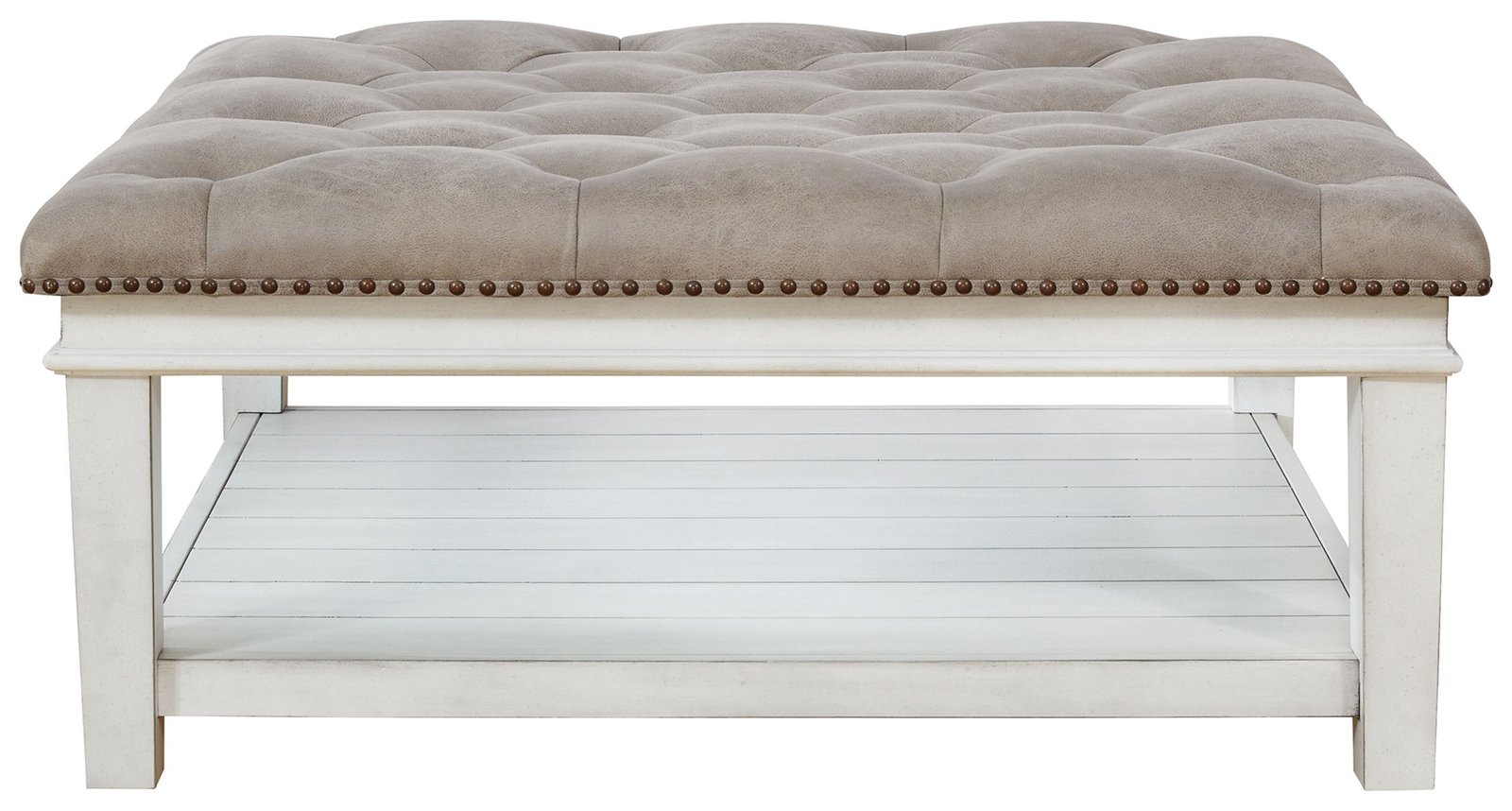 Kanwyn - Uph Ottoman Cocktail Table - Whitewash - Image 4