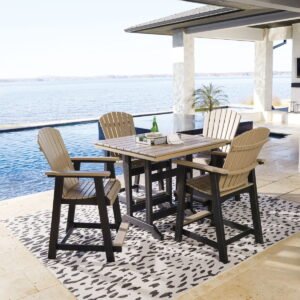 Fairen Trail - 5 Pc. - Counter Dining Set - Black / Driftwood