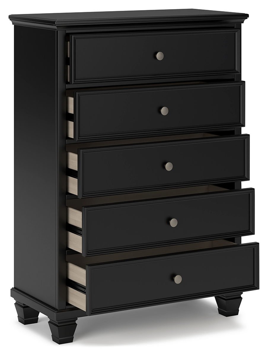 Lanolee - Five Drawer Chest - Black - Image 2