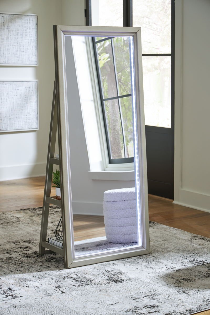 Evesen - Floor Standing Mirror With Storage - Champagne - Image 3