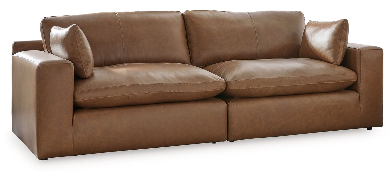 Emilia - 2 Pc. - 2-Piece Sectional Loveseat, Ottoman - Caramel - Image 4