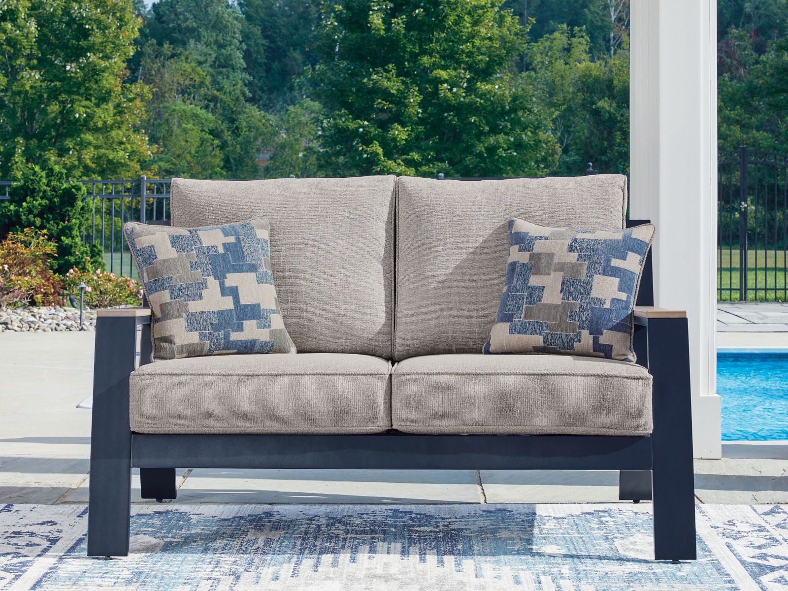 East Beach - Loveseat With Cushion - Blue - Image 2