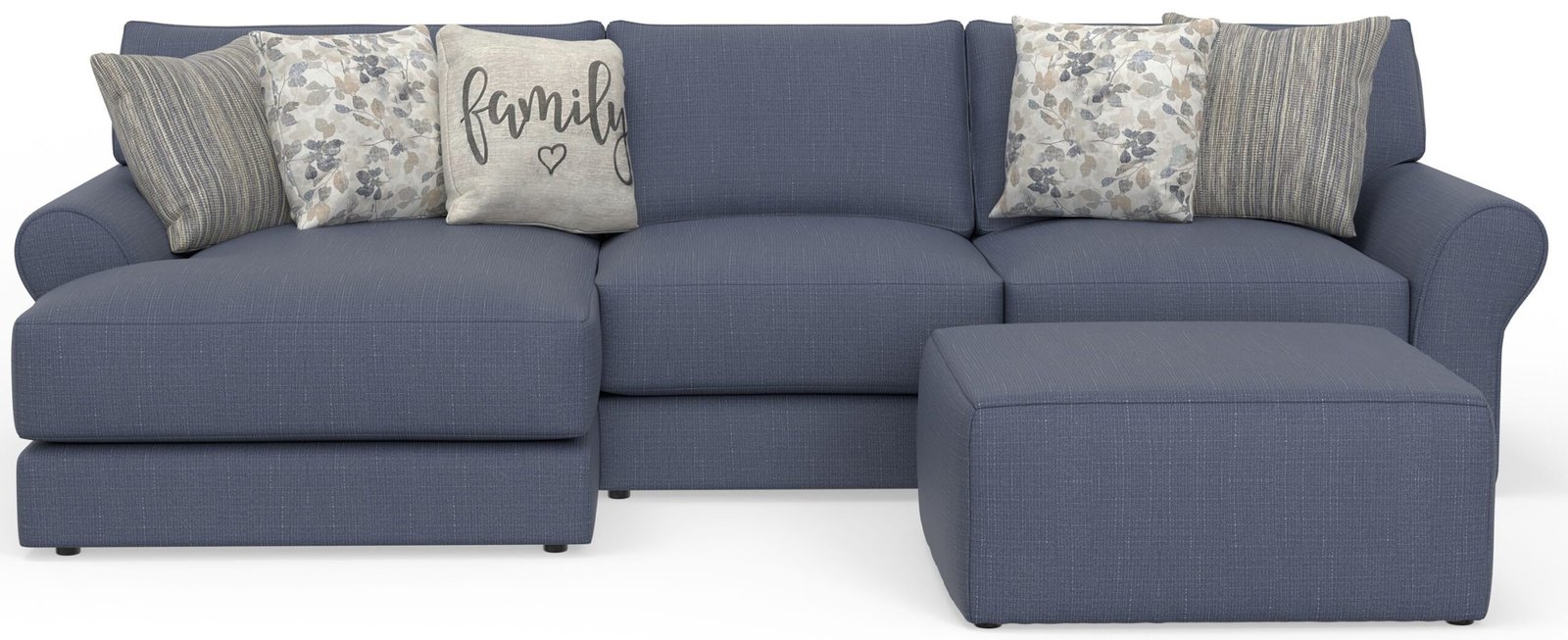 Cape May - Sofa Chaise With Comfort Coil Seating, 41" Cocktail Ottoman And 5 Accent Pillows Included - Image 4