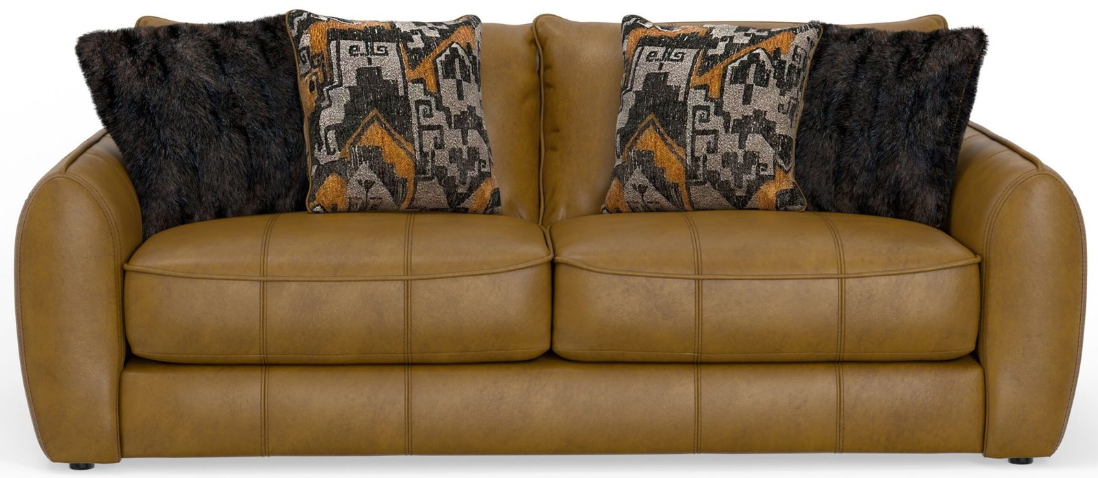 Corvara - Top Grain Italian Leather Match Sofa - Caramel - Image 3