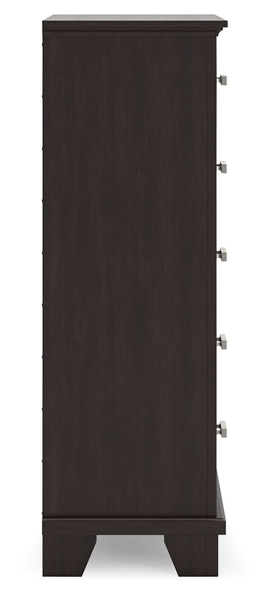 Covetown - Five Drawer Chest - Dark Brown - Image 3