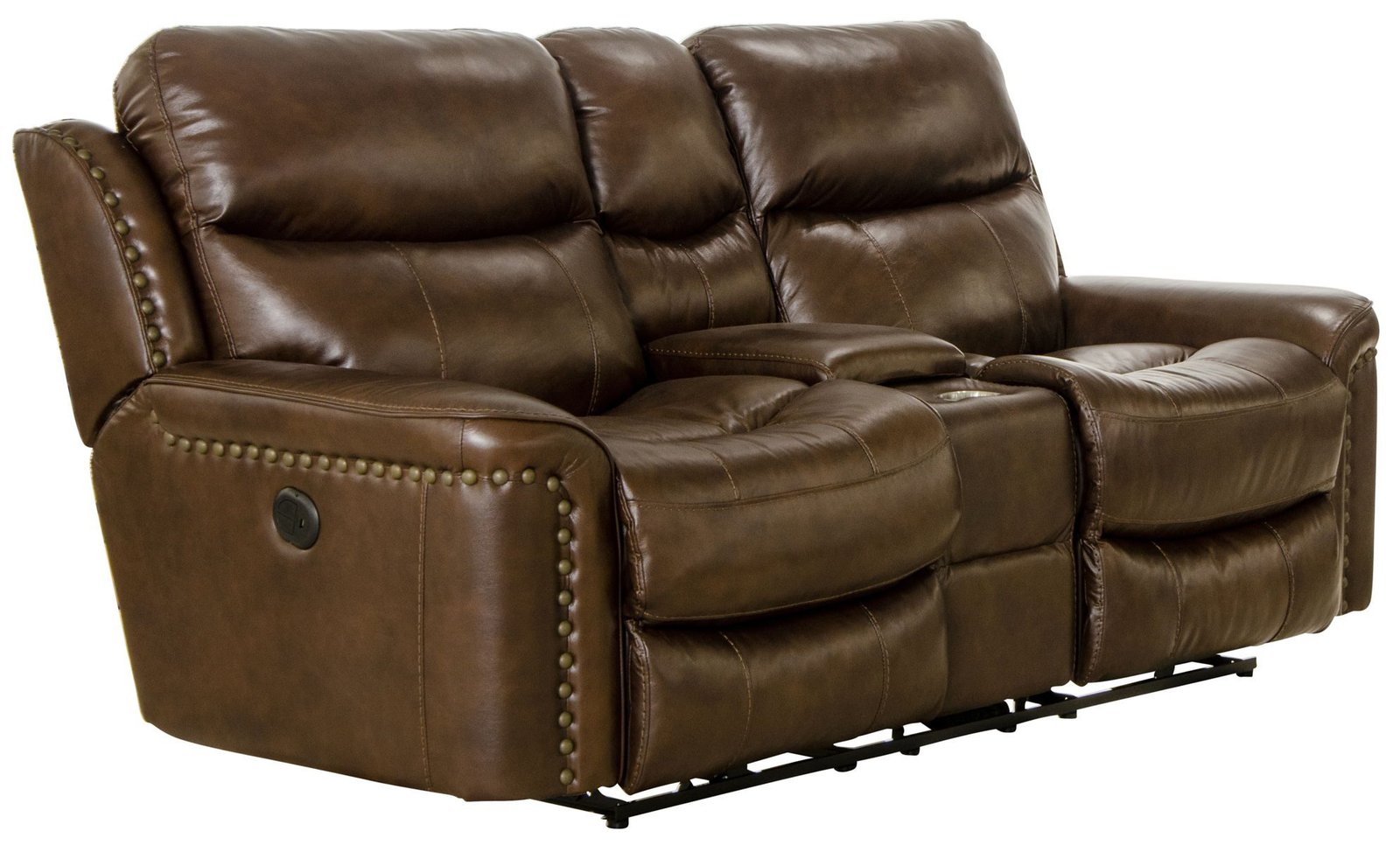 Ceretti - Power Reclining Console Loveseat - Brown Top Grain Italian Leather Match - Image 3